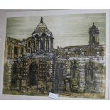 Richard Beer, aquatint, Cambridge University, signed and numbered, 49 x 60cm