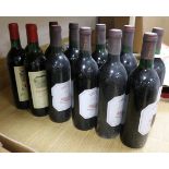 Eight bottles of Destiac, Bordeaux Superieur, 1985 and four other red wines.