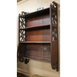 A pair of Georgian style mahogany hanging wall shelves, W.61cm