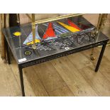 A French 1960's tile top coffee table