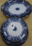 A late Victorian Hanley semi-porcelain Glenwood pattern twenty six piece part dinner service,