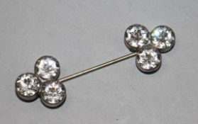 A 1920's/30's paste cluster jabot pin, 59mm.