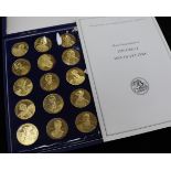 A half set of fifteen Great Men of Letters medallions