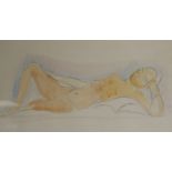 Edward Wolfe RA (1897-1982), watercolour an pencil, reclining nude, signed, 29 x 53cm