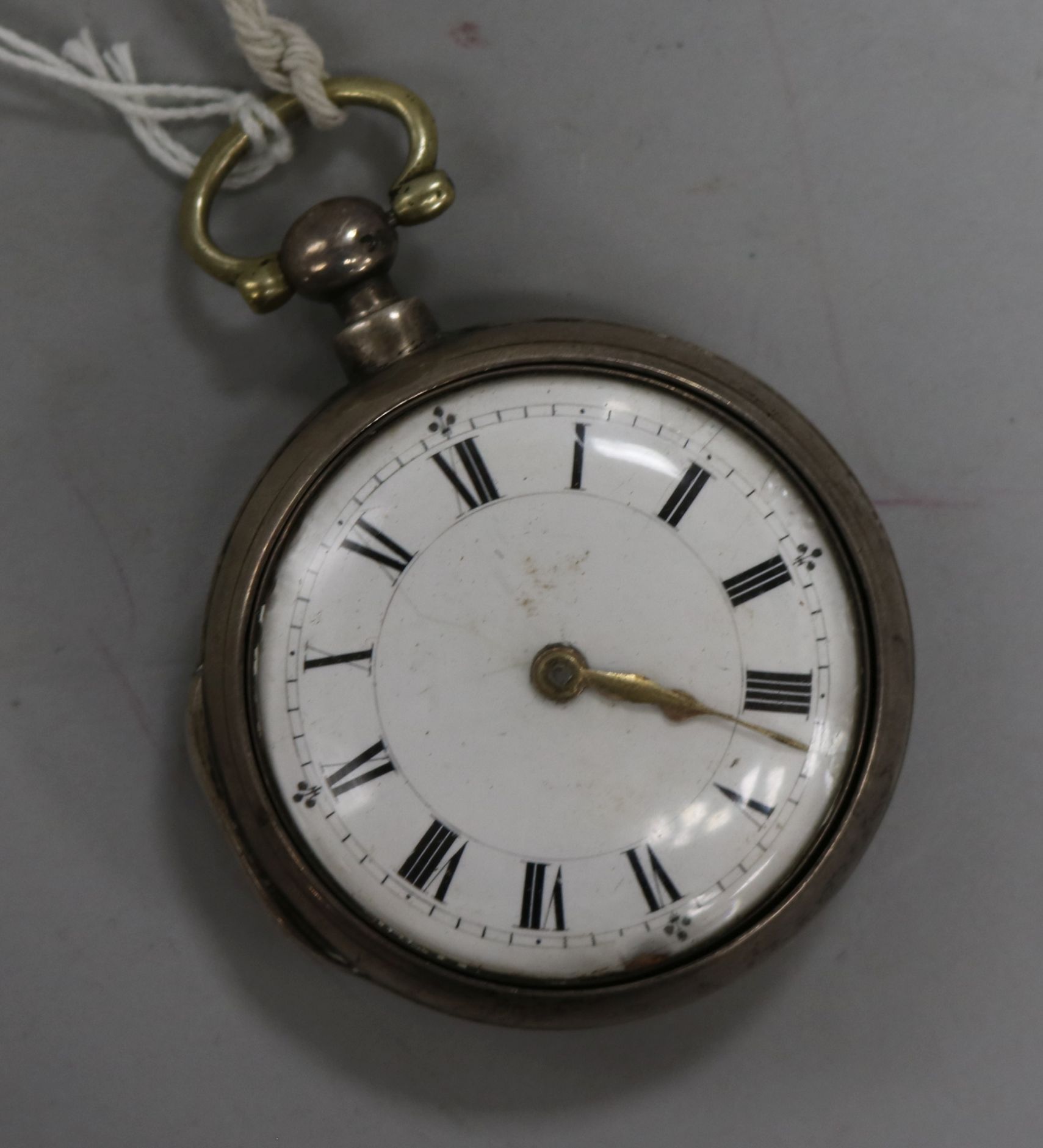 A 19th century silver pair cased verge pocket watch.