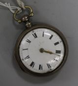 A 19th century silver pair cased verge pocket watch.