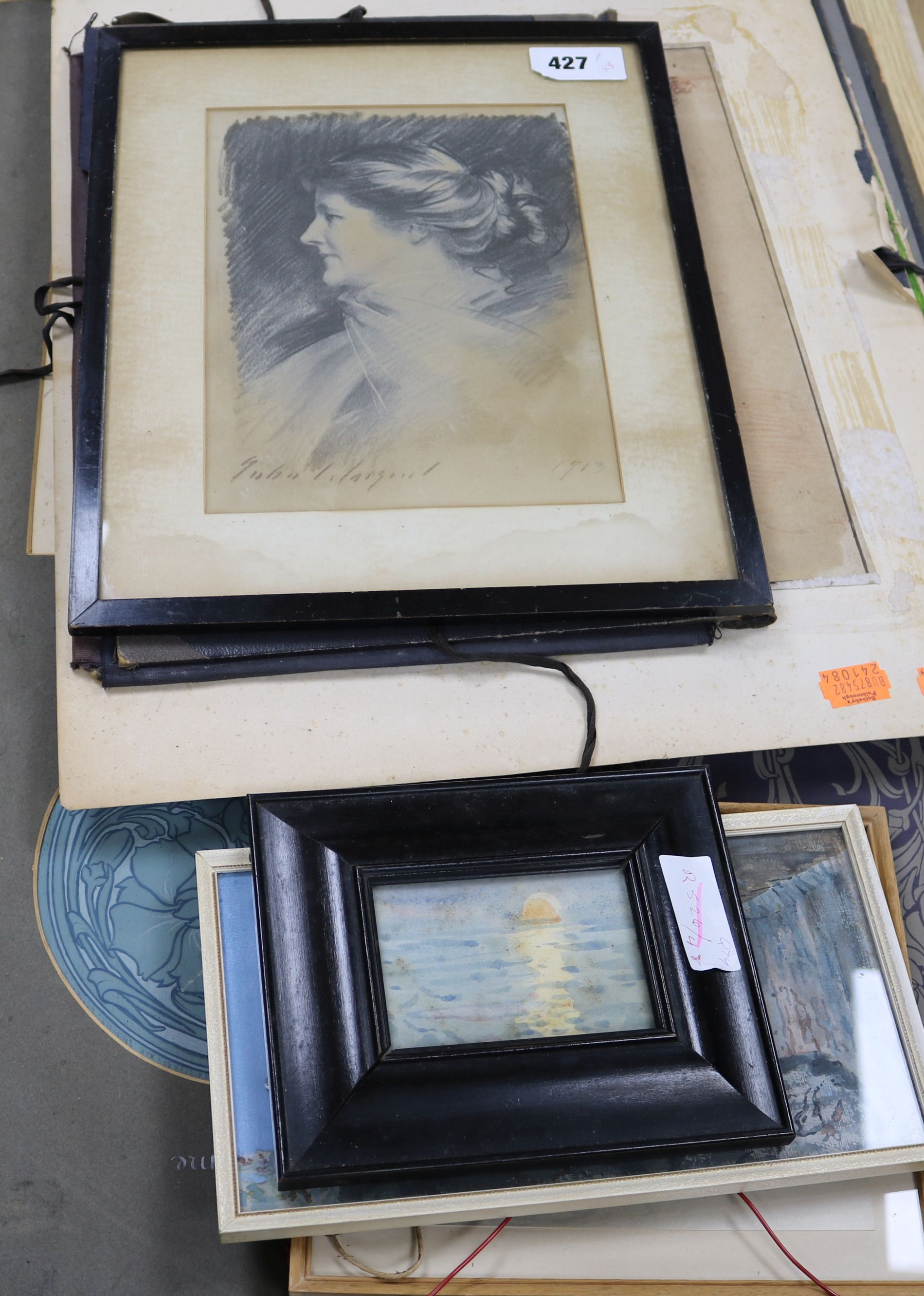 Various portfolio's of student artwork from early 1900's and mounted studies