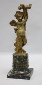 A French gilt bronze 'cherub' candle lamp