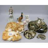 A collection of Winstanley, Beswick and other cats, etc.