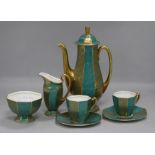 A Royal Doulton gilt and turquoise coffee service