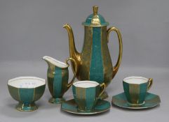 A Royal Doulton gilt and turquoise coffee service