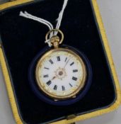 A cased Swiss 14ct gold fob watch.