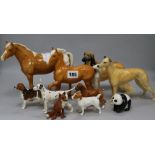 A collection Beswick dogs and horses and other animals