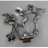 Three chrome plated car mascots