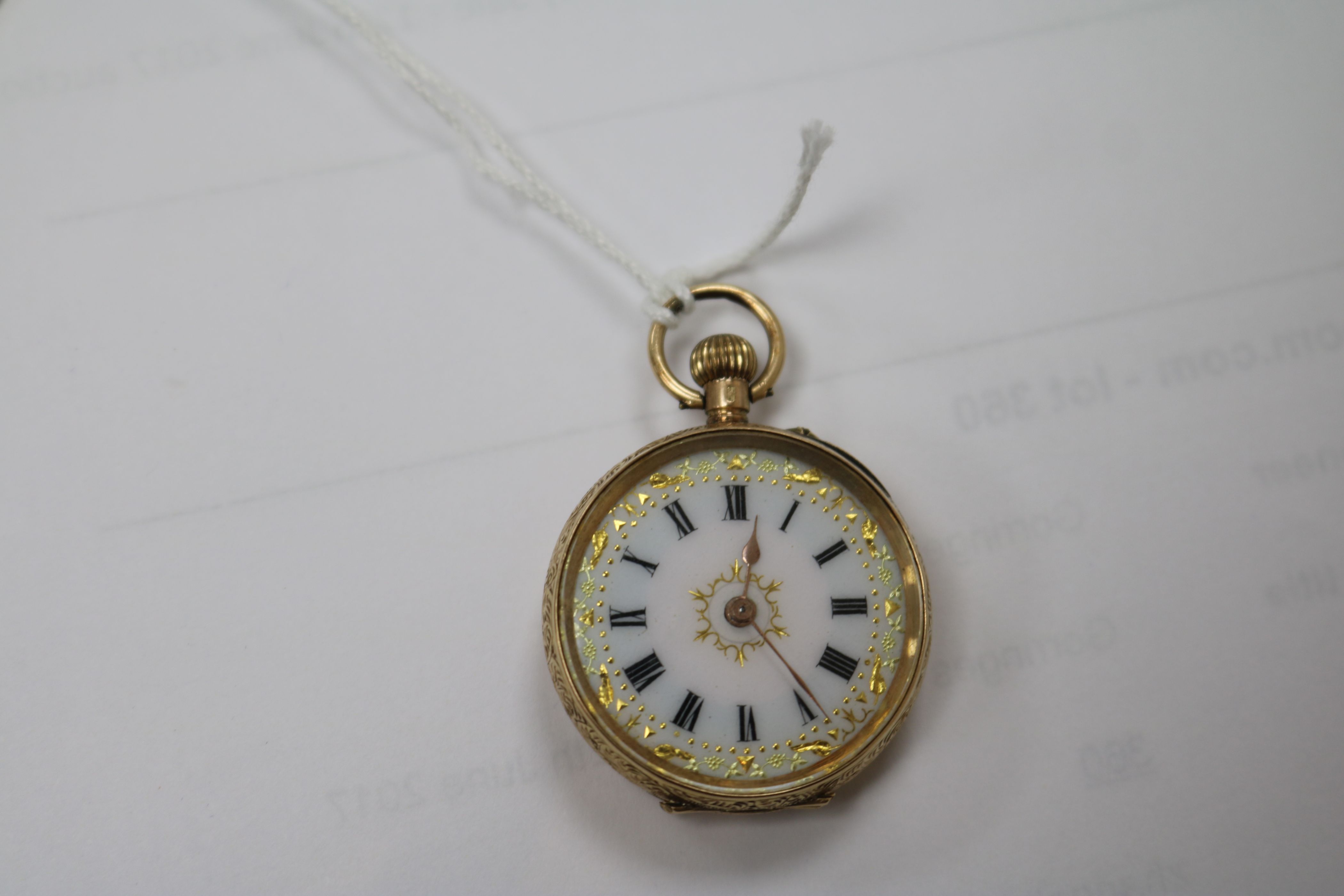 A cased Swiss 14ct gold fob watch. - Image 2 of 5