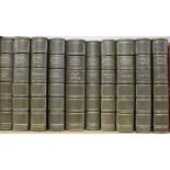 The Works of George Eliot, ten vols, ¾ green leather with cloth boards, bound by Hatchards,