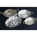 A Dutch two-handled pierced silver basket, Hollandia Zilversmeden (a.f) and three 800 standard