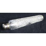 A late Victorian silver topped cut glass scent flask by E.J.C., Birmingham, 1891