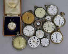 Collection of mixed pocket and fob watches including silver.