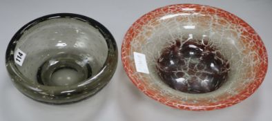 A WMF Ikora glass bowl and A Whitefriars bubbles bowl