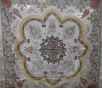 A Turkish metallic embroidered table cover