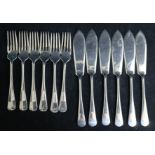 Six pairs of silver fish eaters, London 1964, Chick & Sons, 17.5 oz.