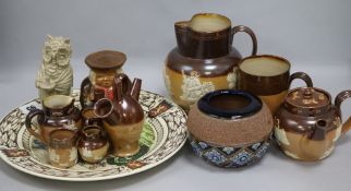 Fifteen assorted items of Doulton Lambeth stoneware including Series Ware plate