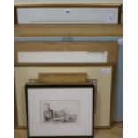 W D Fielding, a pencil and watercolour drawing and various prints of landmark buildings and four