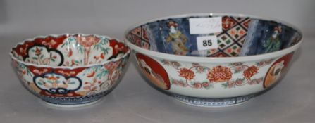An Imari Dutch market bowl and one other bowl