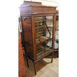 An Edwardian inlaid display cabinet, H.149cm