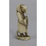 A Dieppe ivory carving of a hound as a pilgrim, c.1880