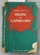 Miller, Henry - Tropic of Capricorn, Obelisk Press, 1st edition with original wraps (detached and