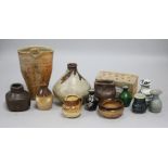 A group of studio pottery items, including two vessels by Sarah Walton