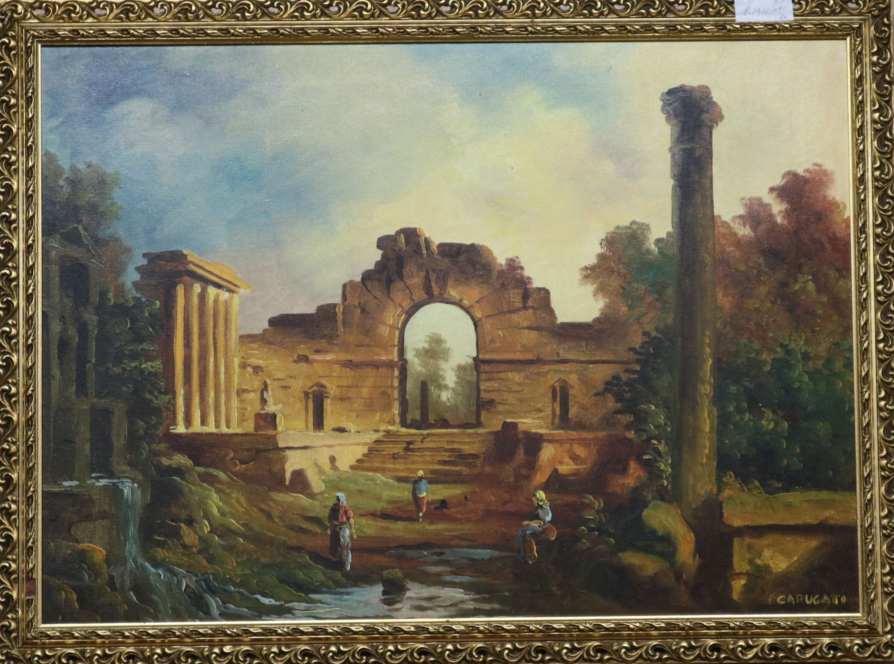 Angela Carugati (Italian 1881-1977), pair of oils, Roman ruins, 50 x 70cm