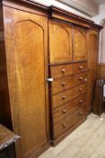 A Victorian mahogany gentleman's three-section wardrobe, H.205cm