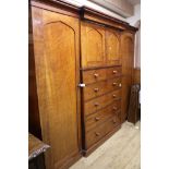 A Victorian mahogany gentleman's three-section wardrobe, H.205cm