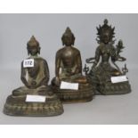 Three bronze buddhas