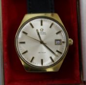 A gentleman's gold plated Omega De Ville automatic wrist watch in Omega box.