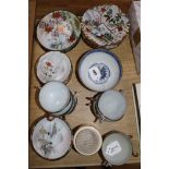 A collection of Japanese eggshell tea wares, a pot pourri vase and cover and a modern bowl