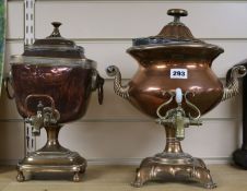 Two copper urns