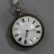 A 19th century silver pair cased verge pocket watch by J.P. Smith, St Peters.