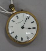 An 18ct gold fob watch by Barraud & Lunds, London.