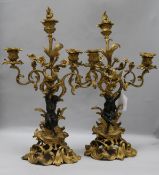 A pair of bronze and ormolu candelabra