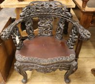 A Japanese iris-carved chair