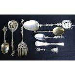 A group of Dutch and German silver and plated spoons.