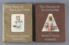 Beatrix Potter, The Tale of Tom Kitten (1907), 1st edition, and The Tailor of Gloucester, an early