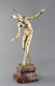 Ferdinand Preiss (1882-1943). An Art Deco patinated bronze and ivory figure 'Champagne Dancer',