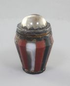 A Victorian Scottish silver gilt and hardstone vinaigrette, with cabochon quartz set hinged cover,