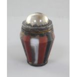 A Victorian Scottish silver gilt and hardstone vinaigrette, with cabochon quartz set hinged cover,