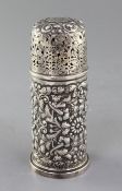 A Victorian silver lighthouse sugar caster by Horace Woodward & Co, with engraved monogram and